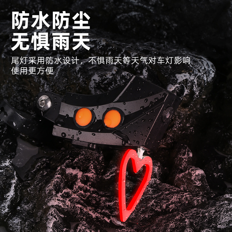 Luz trasera láser de amor de bicicletas, luz trasera de advertencia de seguridad, luz trasera creativa brillante para vehículos de carretera