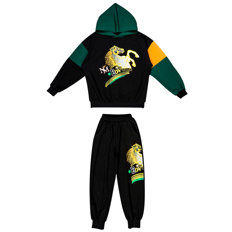 Barnas uformelle høst 2023 ny koreansk versjon av guttegenser med hettegenser, stort sportssett i to deler for barn_voghion.com