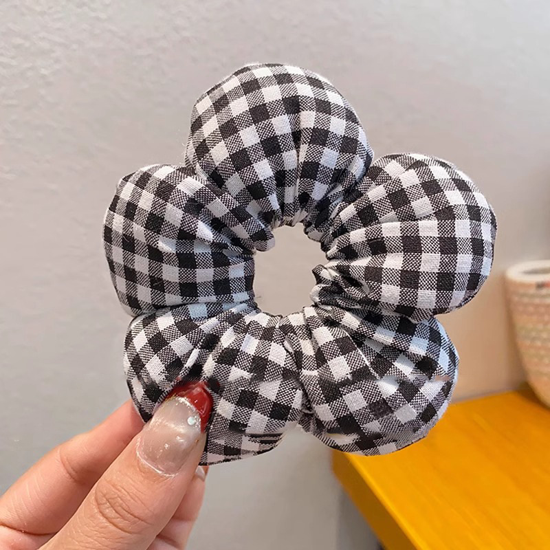 Primavera y verano para niños coreanos, algodón, cola de caballo, cuerda para la cabeza, tela para padres e hijos, flor de cinco pétalos, anillo para el cabello, sombrero de círculo de intestino grueso