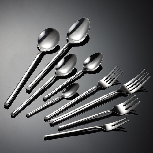 Aion 304 stainless steel cutlery, forks, spoons, Western tableware, multi-specification knight mirror polished square handles, company gifts