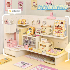 Silent Love デスクトップコーナーホールボード学生寮書籍文具収納ラック穀物バーオーガナイザー収納ボックス
