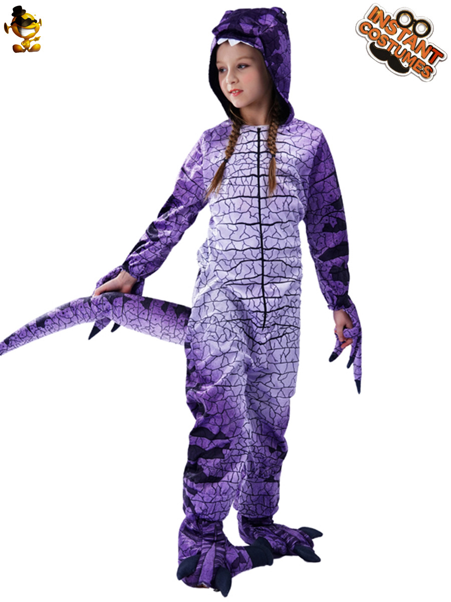 De Halloween de los niños púrpura Tyrannosaurus cos traje de la mascarada juego de rol Tyrannosaurus traje de la etapa