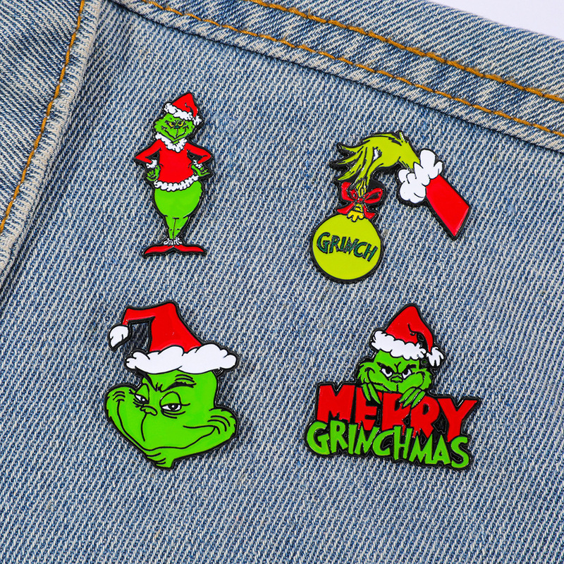 Animated Cartoon Grinch Metal Badge Grinch Christmas Alloy Brooch Versatile Accessory Pin Decoration Animated Cartoon Grinch Metal Badge Grinch Christmas Alloy Brooch Versatile Accessory Pin Decoration