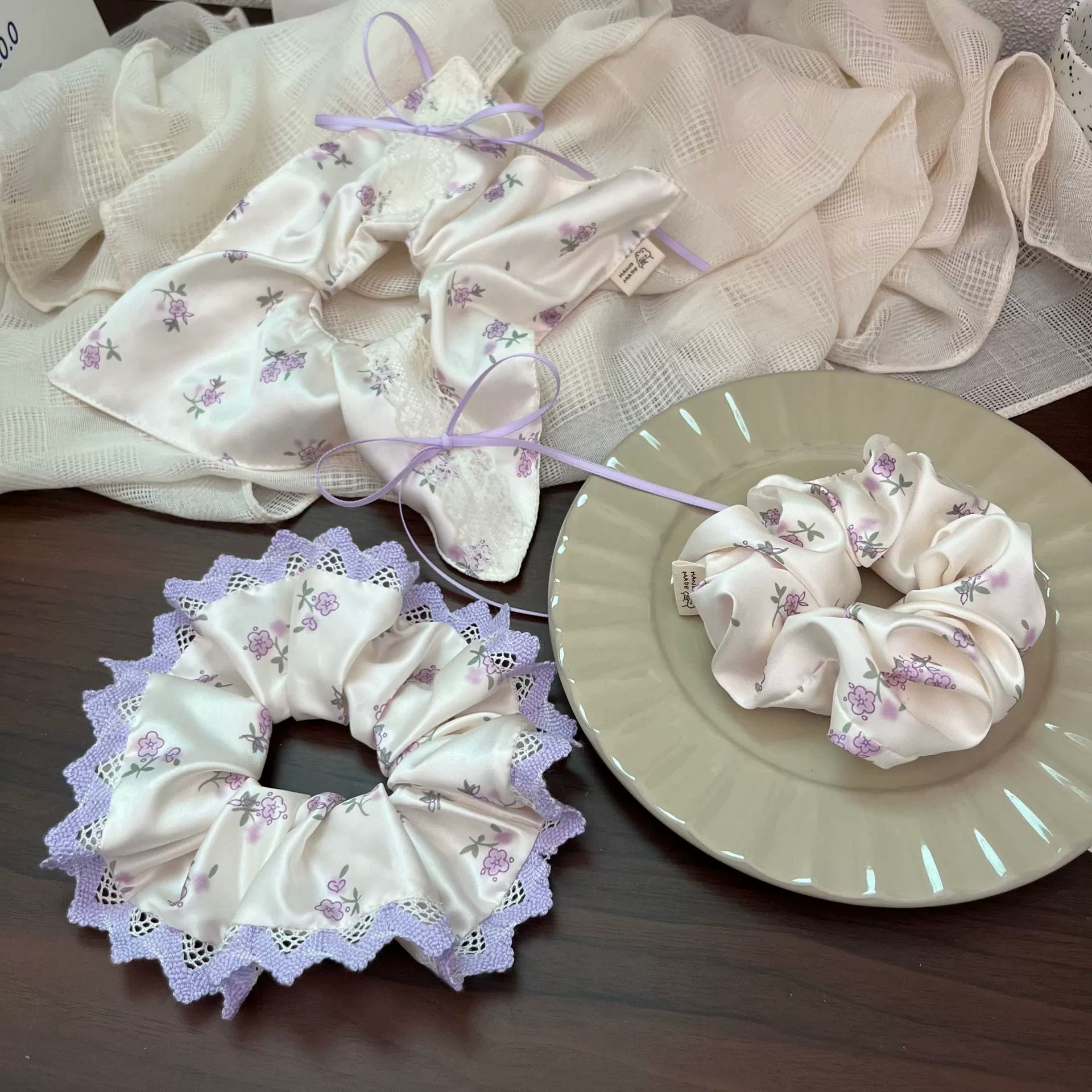 Милый свежий аксессуар для волос, фиолетовая хвостик, кружевное платье, DIY