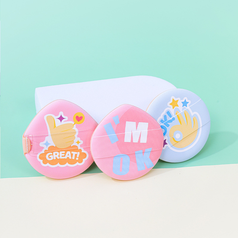 Fábrica personalizada Macaron Shuffle polvo de cojín de aire grande ancho cinta dedos esponja maquillaje no látex al por mayor