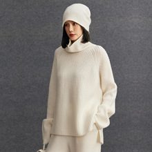 高领山羊绒女士慵懒风中长款羊绒衫大码女装秋冬氛围感针织衫毛衣