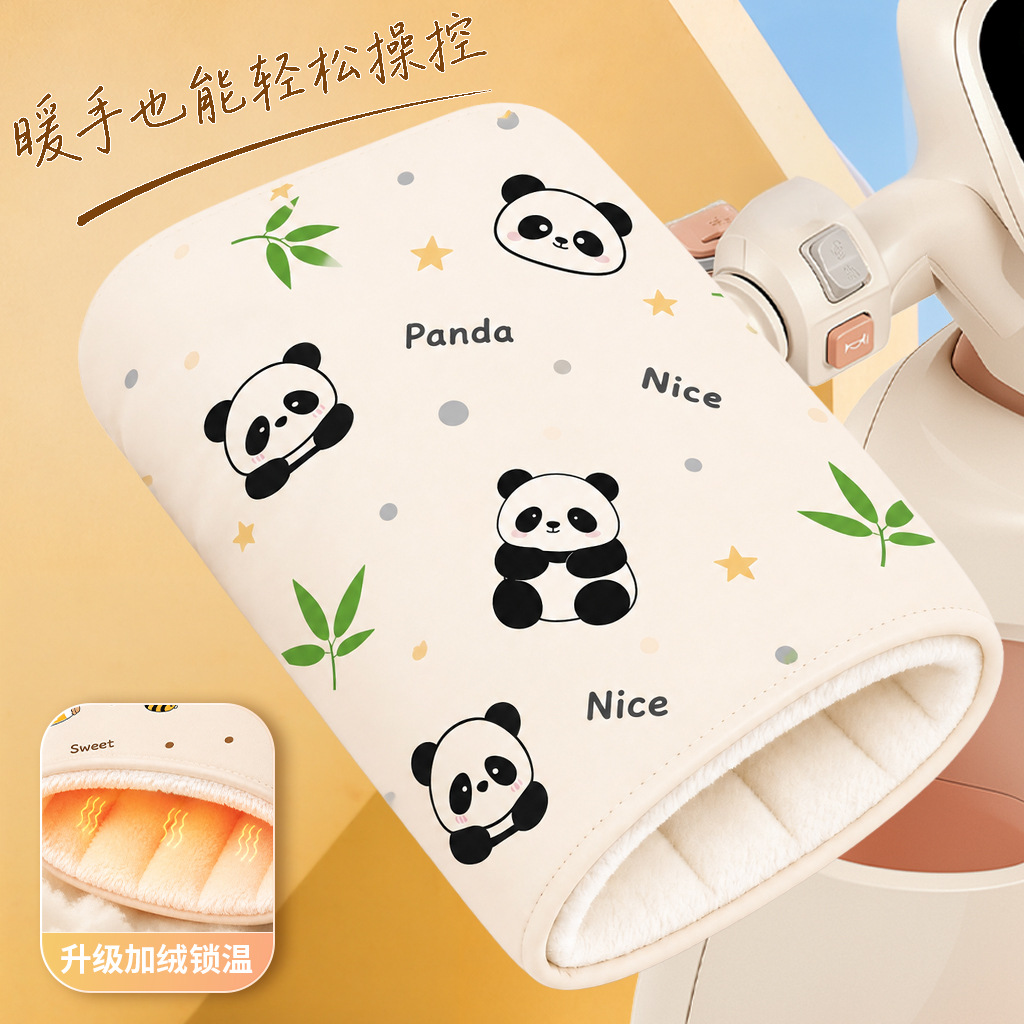 Winter electric vehicle handlebar covers, fleece-lined, thickened, warm, windproof, rainproof, universal for electric scooters and motorcycles
