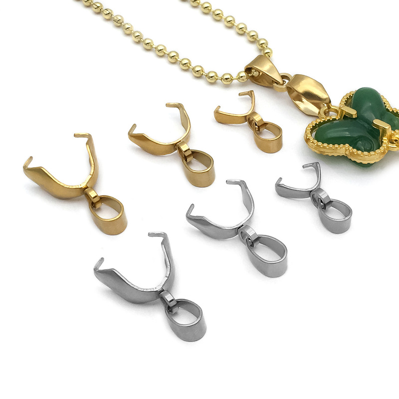 Stainless Steel High Color Retention Melon Seed Buckle Welded Double Circle Pendant Cross Fork Buckle Handmade DIY Necklace Bracelet Jewelry Accessories