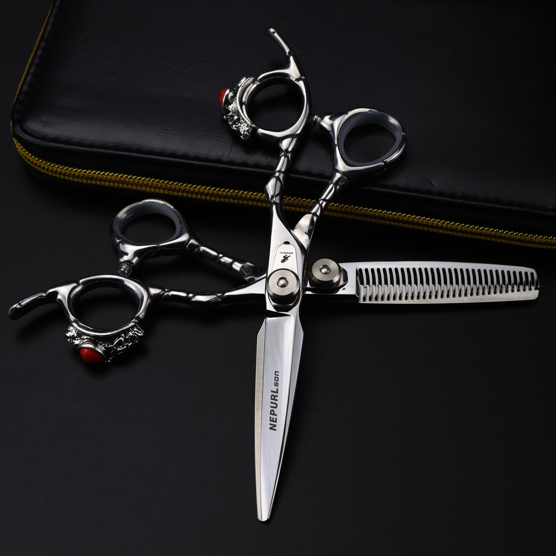 6.0inch Unique Tail Ring Series Hairdressing For Haircuts: Straight And Thinning Scissors_voghion.com