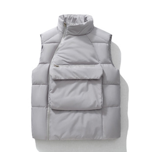 Down cotton vest men's autumn and winter New tooling large pocket cotton vest trendy fashion casual all-match vest coat