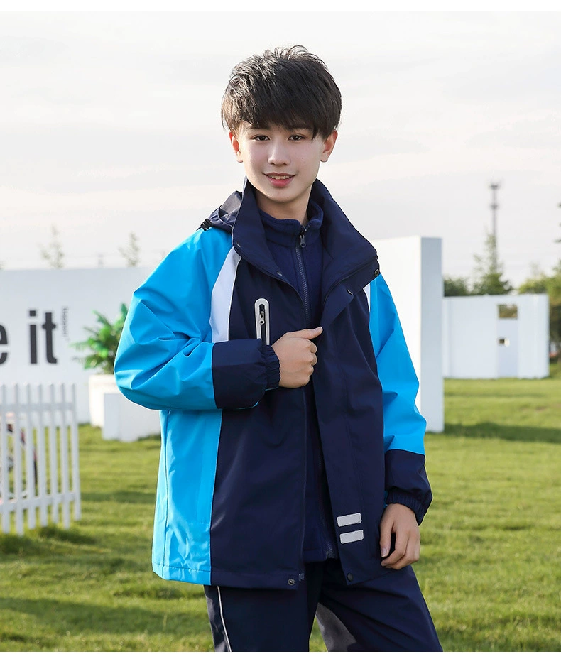 Куртка для школьной формы Спортивная ветровка на открытом воздухе из двух частей Альпинистский костюм три в одном ветрозащитная флисовая куртка