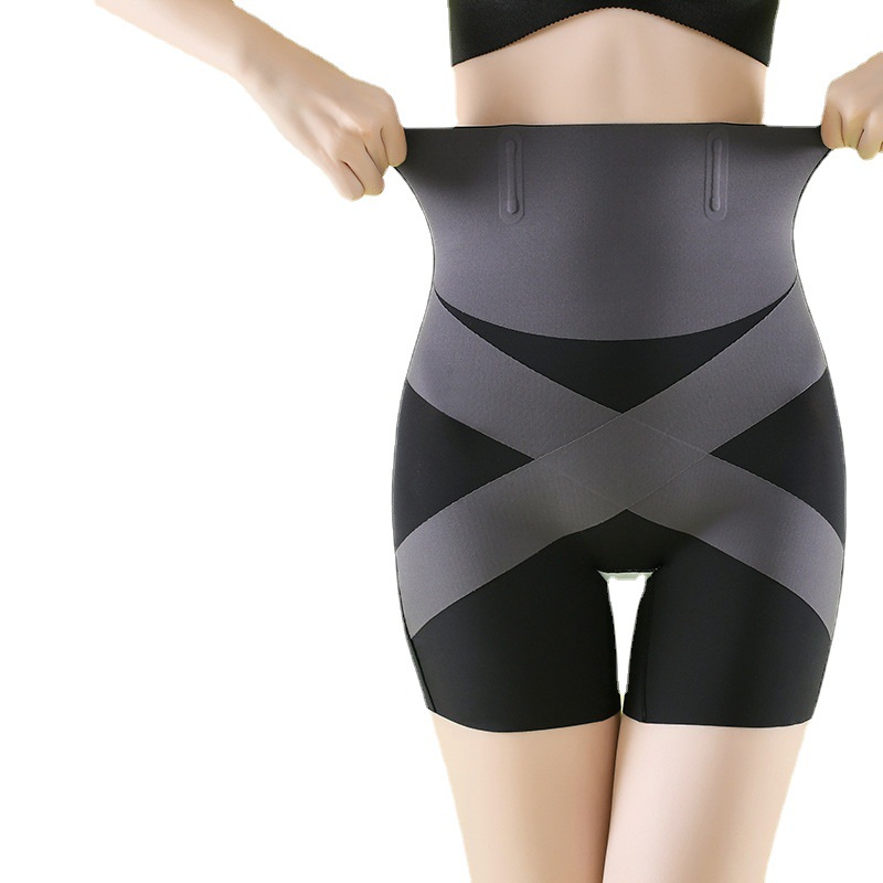 Cintura alta en forma de S vientre contracción tridimensional levantamiento de la cadera sin costuras anti-rizado entrepierna de seda dos lados pantalones de contracción del vientre de las mujeres usables en stock