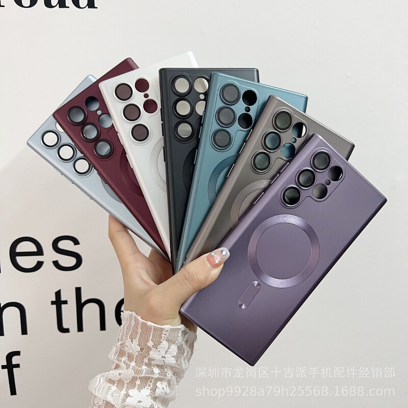 Suitable for Samsung S24Ultra Magnetic Phone Case S23 Fuel Injection Skin Feel with Lens Film Note20 Anti-Fall Plus