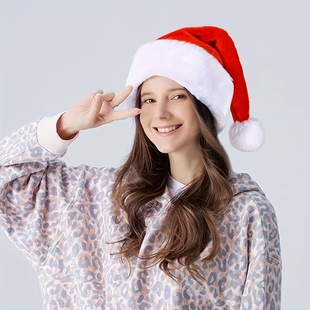 Cross-Border Christmas Decorations Christmas Party Adult Plush Christmas Hats Festive Atmosphere Decoration Supplies in Stock