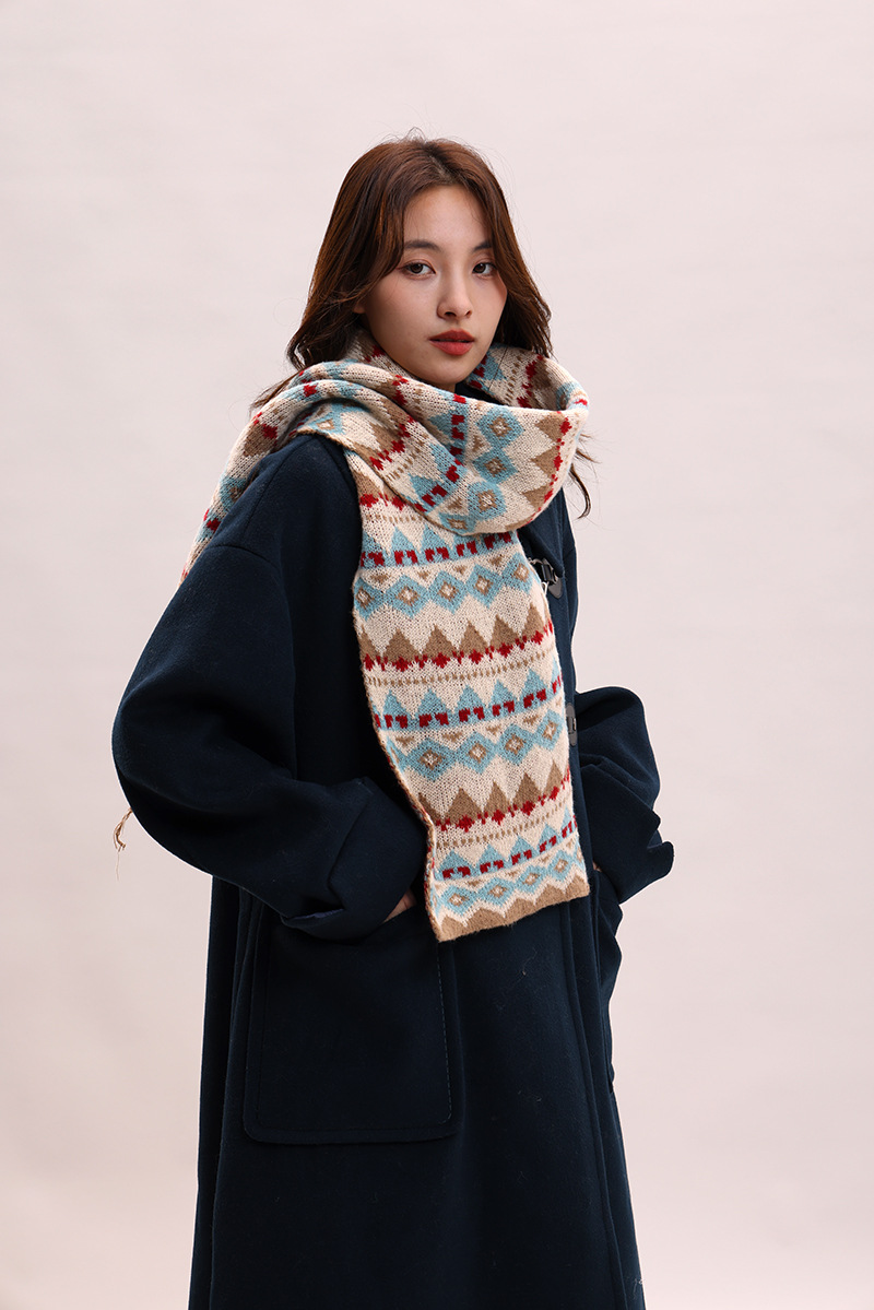 Jacquard Herbst Winter, koreanische Version und Hut, zweiteiliges Set, Schal für Frauen, vielseitig, Studentin, Paar, warmer Schal_voghion.com