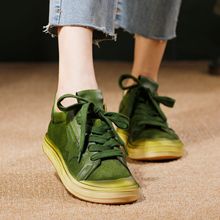 四季鞋子新款2025秋季女鞋真皮头层牛皮纯色板鞋系带休闲平底单鞋