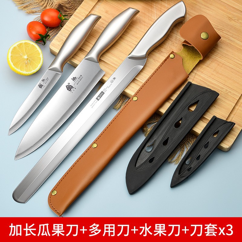 Cuchillo de fruta cuchillo de cocinero de madera sólida cuchillo de sandía grande alargado cuchillo de fruta de acero inoxidable comercial