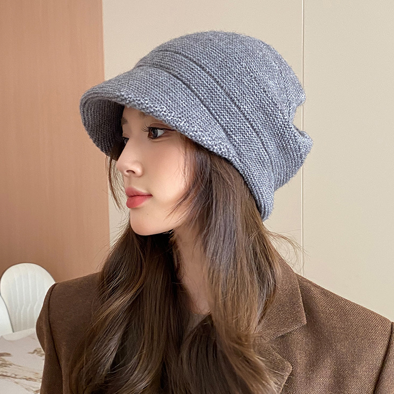 Tejido para abrigar en otoño e invierno, protección para los oídos, diadema, versión coreana para mujer, color sólido, gorro versátil._voghion.com