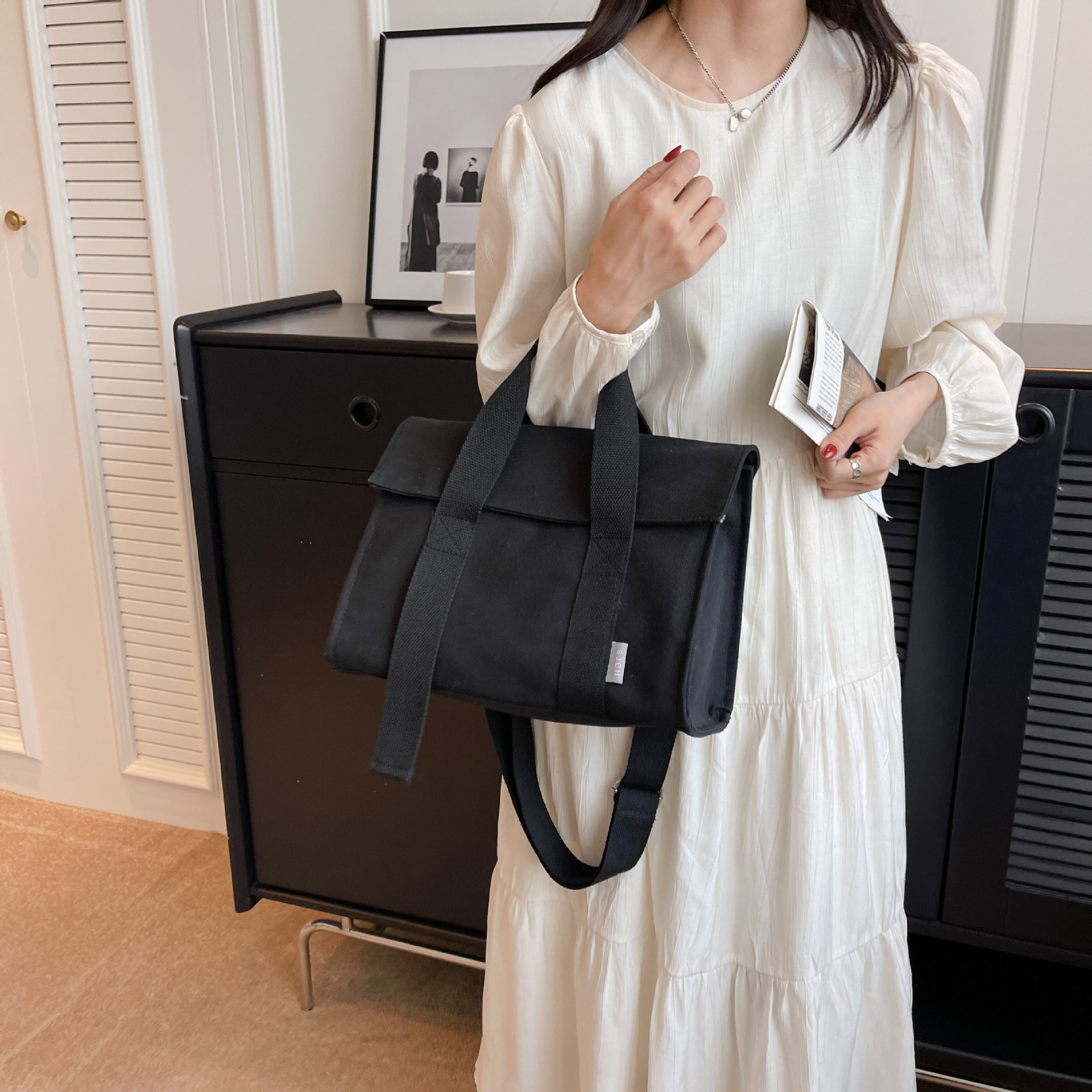 Bolsa de lona de gran capacidad con diseño de nicho, bolso de mano personalizable, bolso de mano, bolso de hombro tipo bandolera de viaje a la moda para mujer