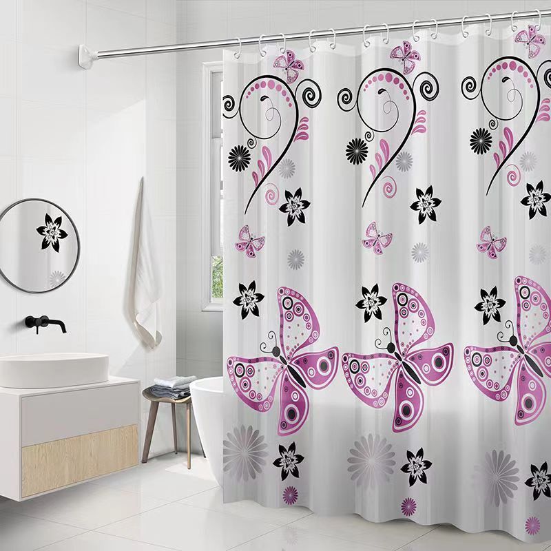 Thickened Bathroom Curtain, Long and Elevated, No-Drill Set, Shower Curtain, Mildew-Proof, Waterproof Curtain, Extended Shower Curtain