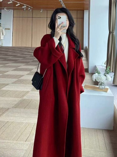Long coat for autumn and winter, Melting double-sided plush wool coat for women, stylish and suitable for petite figures