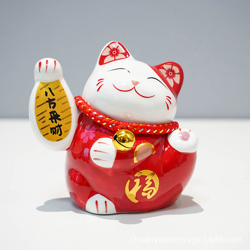 Fortuna gato miles de dos adornos pequeño tamaño lindo cerámica decoración del hogar creativo empresa actividad pequeño regalo logo