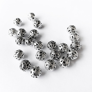 Hollow Flower Ball Accessories Xizang-style Buddha Beads Accessories Loose Beads Round Ball-shaped Tee Alloy Bracelet Big Hole Beads Buddha Head