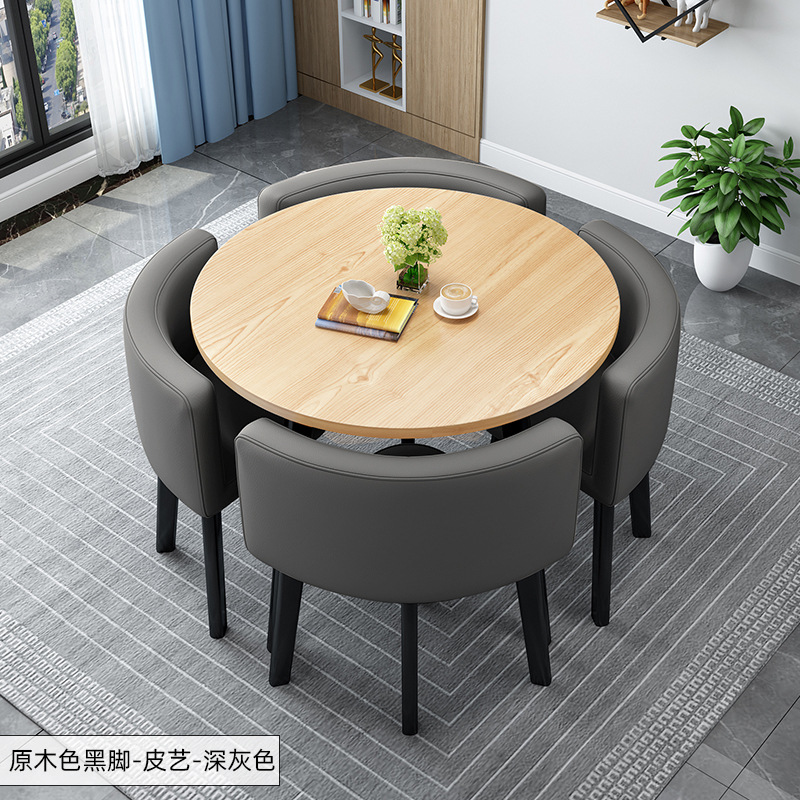 Simple Recepción y negociación pequeña mesa redonda mesa de recepción negociación reunión mesa de invitados y silla traje Oficina área de descanso mesa y silla combinación