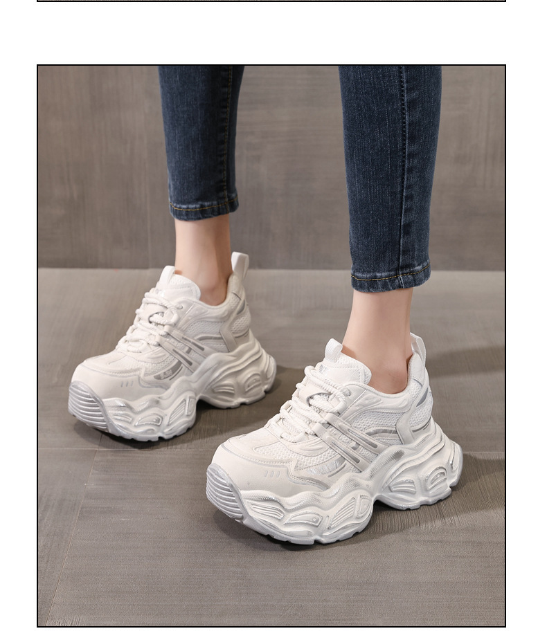 Giày sneaker nữ chunky đế dày tăng chiều cao phong cách thể thao — màu trắng chi tiết 13