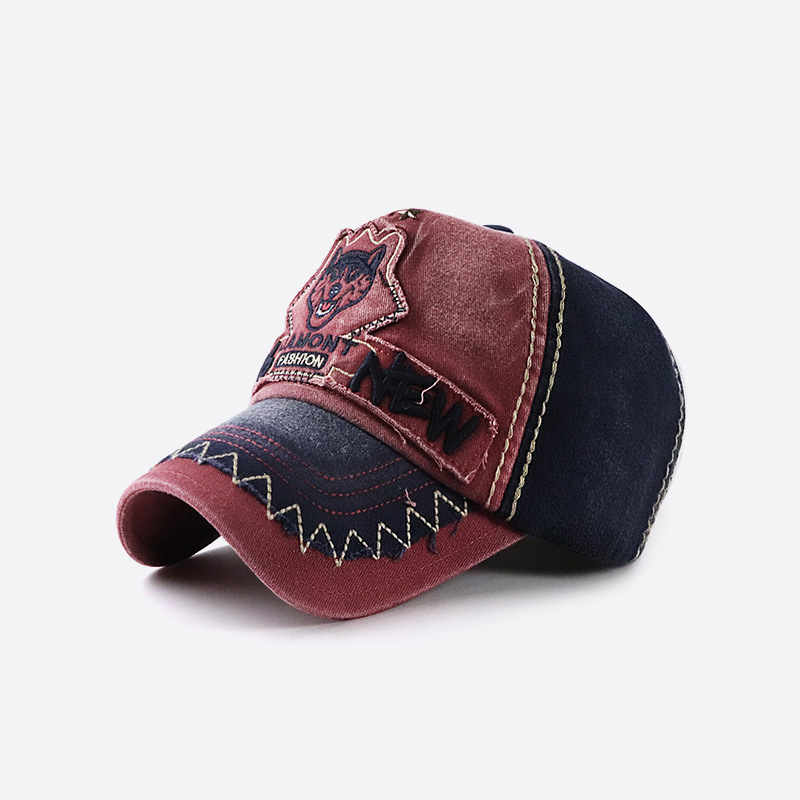 New washed old embroidered baseball for men women, proof and sun shading duckbill cap with patchwork Bu Husky hat_voghion.com