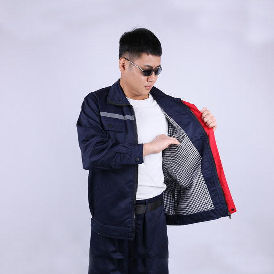 Spring and Autumn Long-sleeved Work Clothes with Lining Double-layer Work Insurance Clothing Reflective Strip suit Thickened Wear-resistant Auto Repair Clothing Workshop Clothing