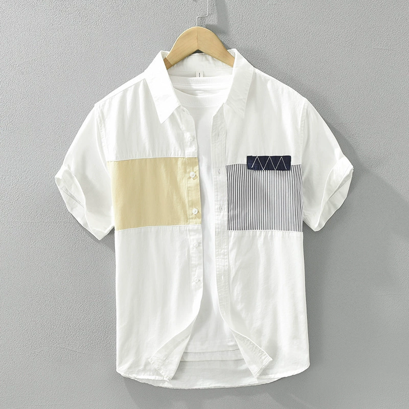 8051 японская свежая цветная рубашка с короткими рукавами мужская мода дикая повседневная художественная свободная рубашка