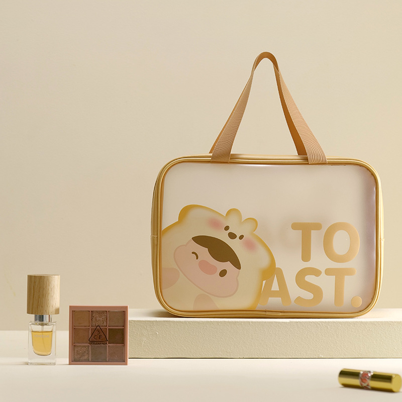 Bolsa de lavado portátil de gran capacidad Bolsa de cosméticos con doble asa PU Viajes grandes, artículos de tocador portátiles, almacenamiento de maquillaje