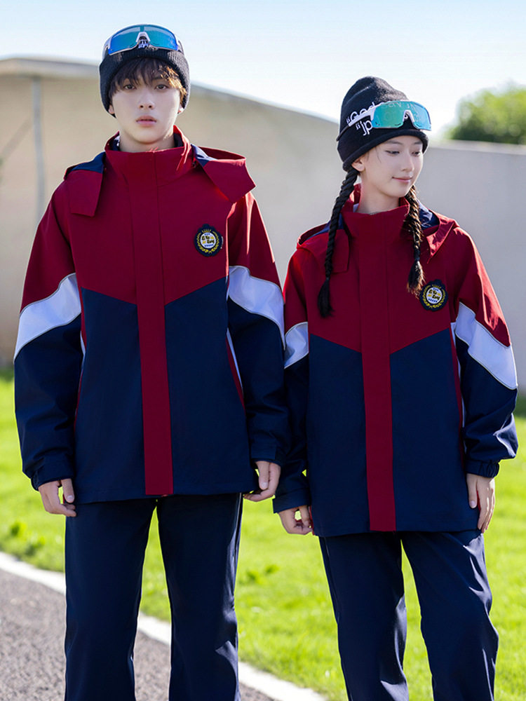 Uniforme escolar de otoño y invierno, traje de asalto grueso 3 - en - 1 desmontable, traje de invierno infantil, conjunto de tres piezas