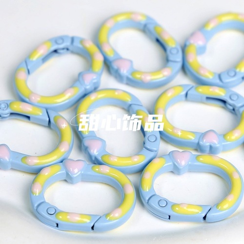 New double-sided hand-painted paint spring buckle metal keychain dripping oil hand-painted spring buckle mobile phone chain key accessories