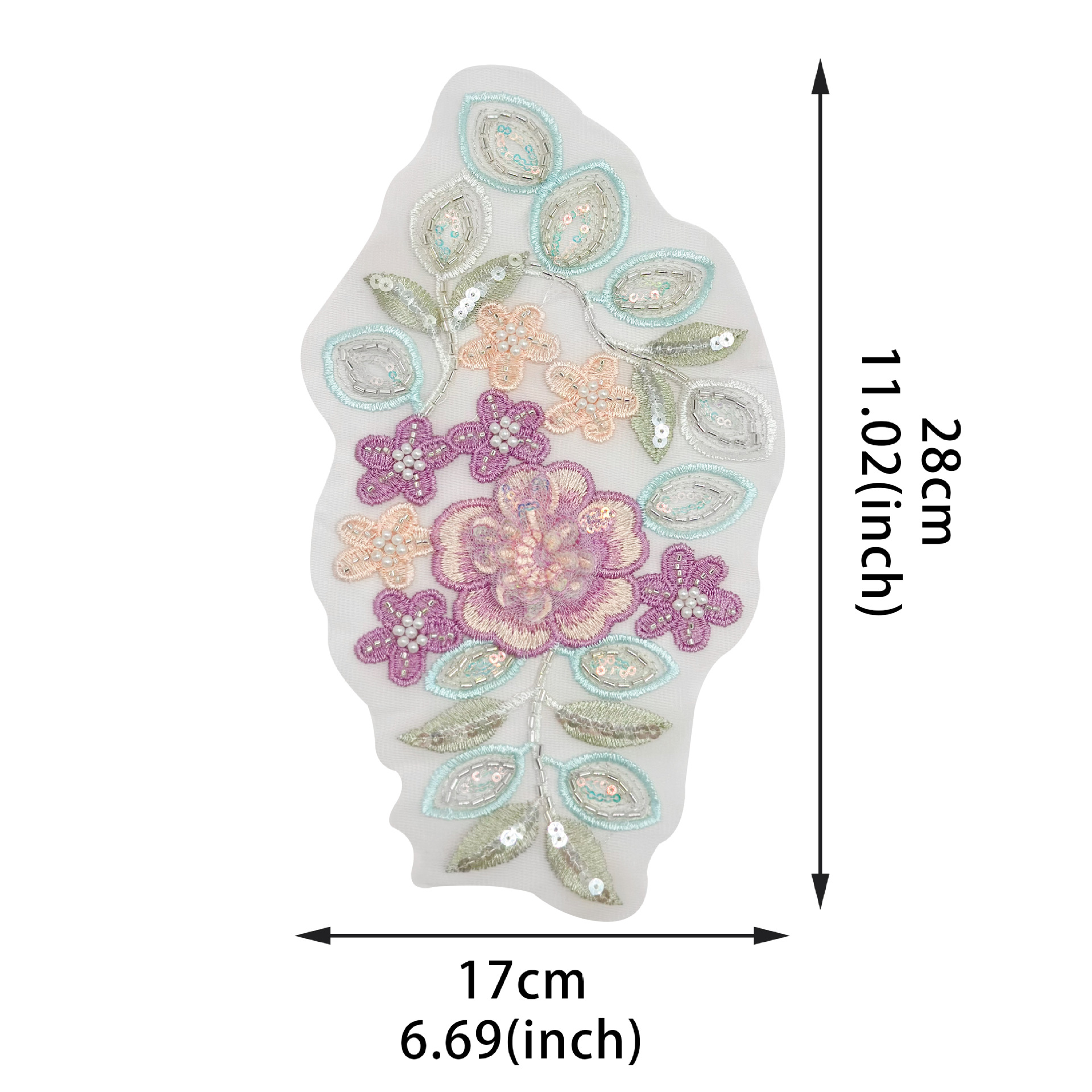 Hermoso hilo de malla bordado tridimensional tela de flores de color pegada ropa de rendimiento ropa de baile accesorios ropa de chicas