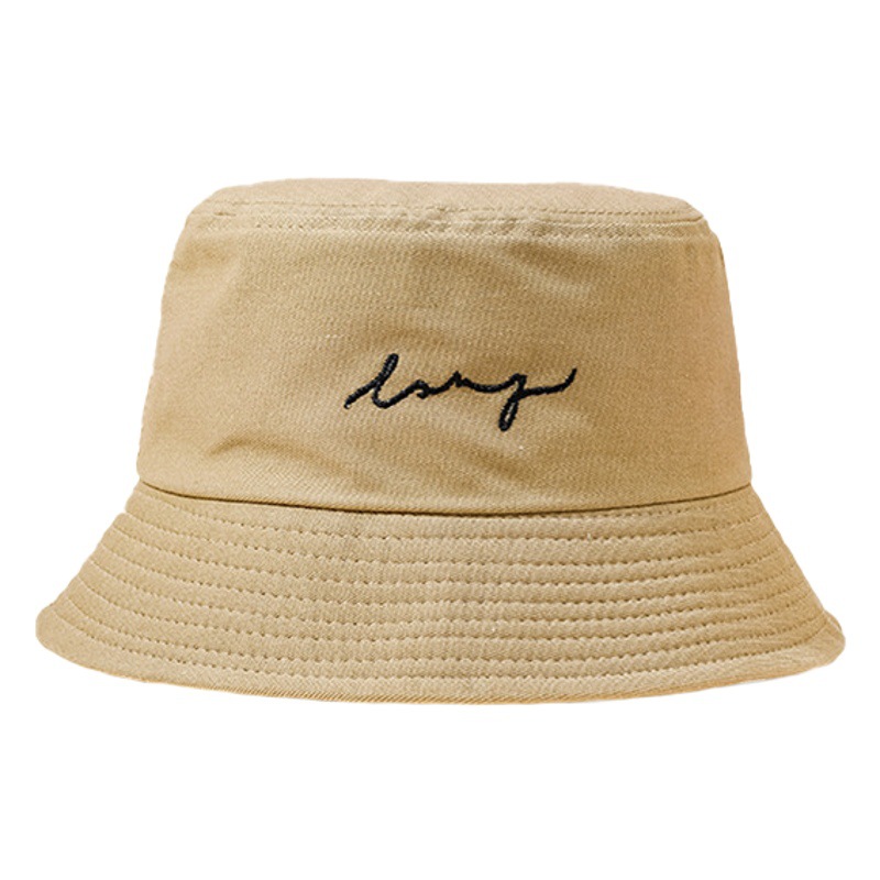 Nueva primavera versátil simple carta bordada sombrero de pescador para las mujeres de estilo coreano de moda de ala ancha a prueba de sol de moda cuenca del sombrero para los hombres