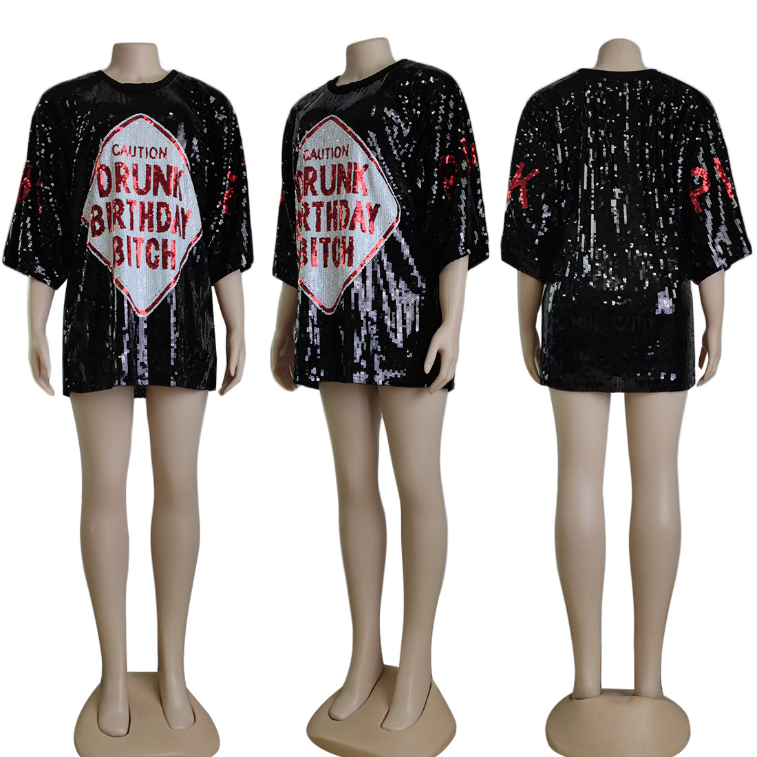 W0008 Cross border European and American Women's Fashion Short Sleeve Sexy Shiny