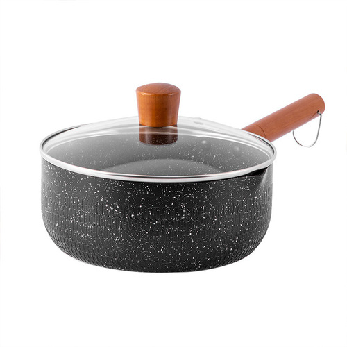 Japanese-style snow flat pot, medical rice stone milk pot, non-stick pot, induction cooker, soup pot, baby food supplement pot, household instant noodles small cooking pot
