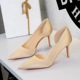9267-A banquet side hollowed out fashionable high heels for women, pointed shallow mouth silk, one foot pedaling, thin single order shoes for women
