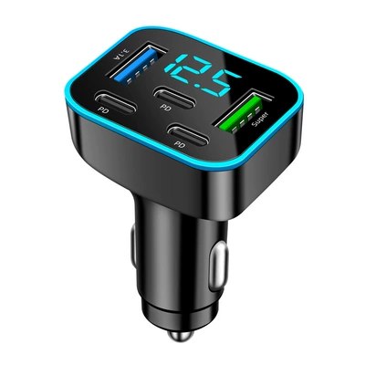 Cross-Border New Model Super Fast Charging Multi-Port Digital Display Car Charger Qc3.0 66W with Halo Light (Mobil şarj cihazları) - c10-digital-display-super-fast-charging-black-opp-bag