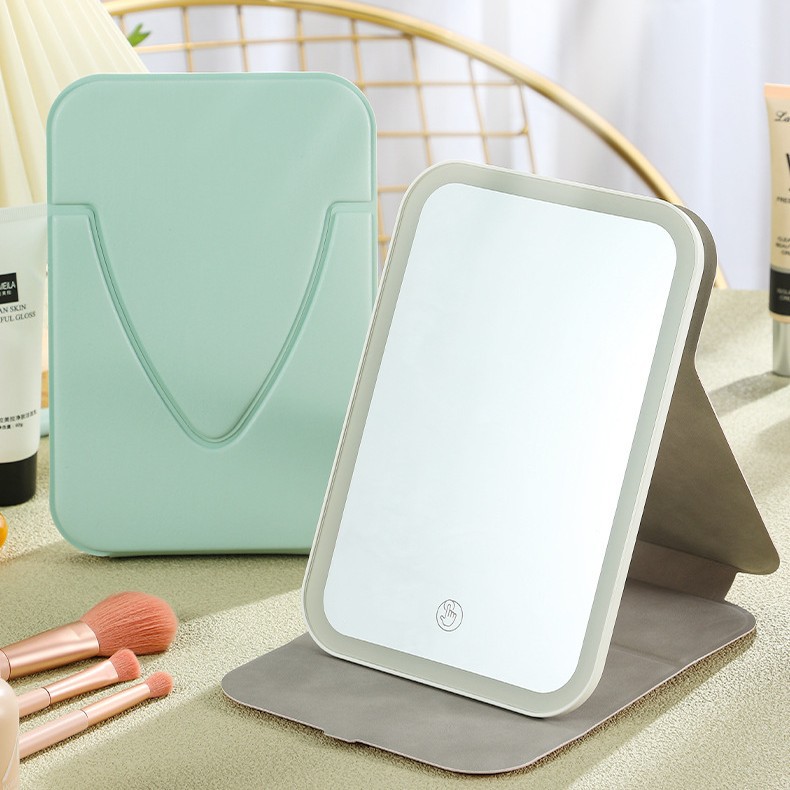 New Amazon Cross-Border Led Makeup Mirror with Light, Gift Logo Customization, Foldable Portable Lighted Tablet