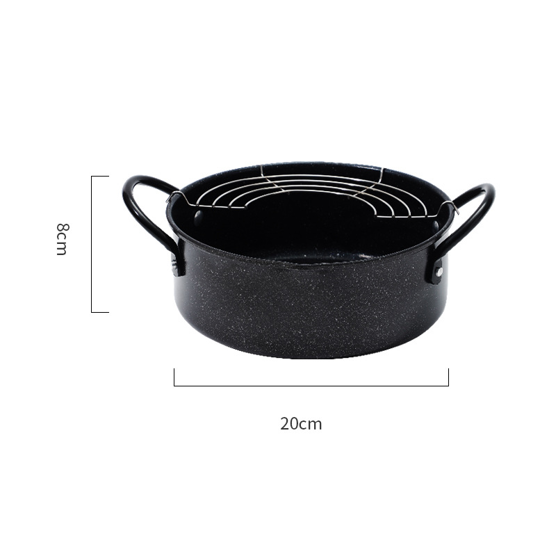 Mini freidora estilo japonés tempura antiadherente sartén hogar Cocina de inducción de gas de fondo plano freidora de filtro de aceite