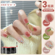 果冻豆沙指甲油胶2025年夏季流行显白腮红绿三色美甲套装全套哑光