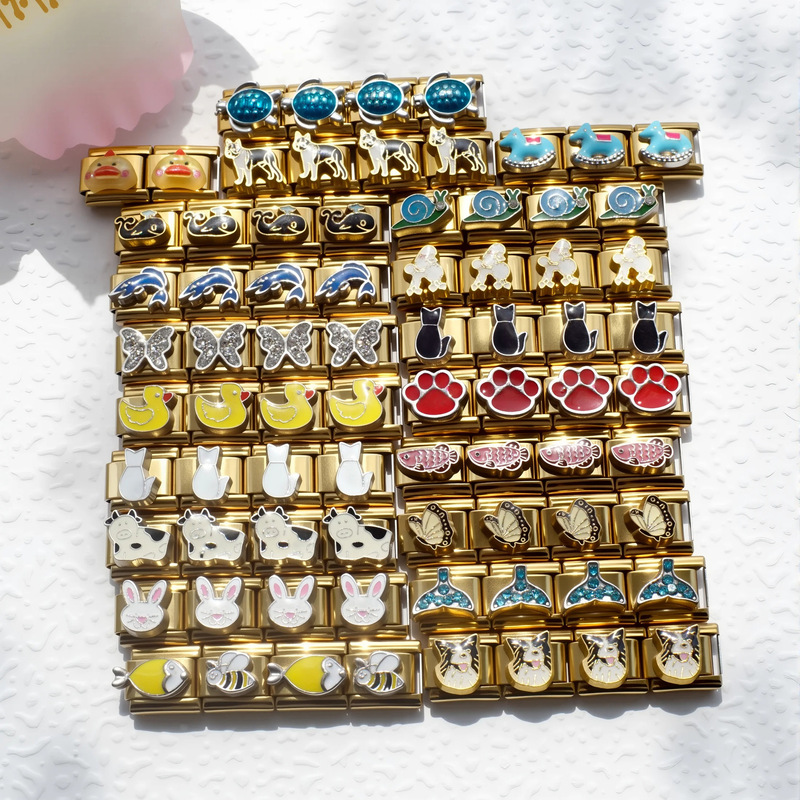 stainless steel italian module bracelet gold plated free stitching diy bracelet charms bracelet