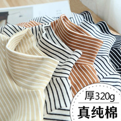 純綿の子供の高襟の底のシャツのストライプの秋冬の男の子は長袖のtシャツの女の子を修理します。