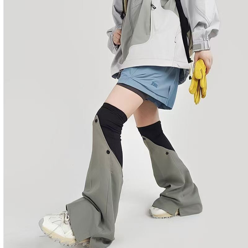 Sunscreen Leg Cover Women's Stitching Contrast Color Piled Socks Casual Sports Foreign-style All-match Long-tube Horn Wide-leg Socks Trendy