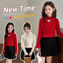 2025女童秋冬新款韩版高领毛衣加绒加厚洋气打底衫儿童针织衫上衣
