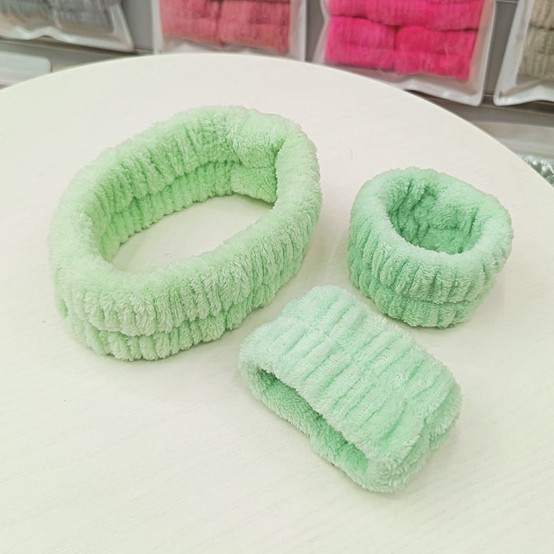 洗脸发带三件套洗漱防水防湿袖敷面膜束发带简约头带女用发捆发箍|undefined