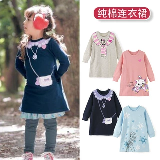 春秋季女童棉圈裙子女孩长款连衣裙长袖半身裙女宝公主裙卡通日系